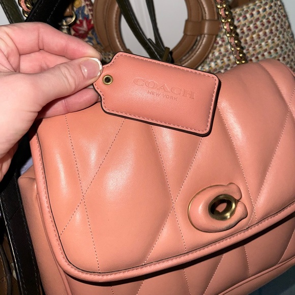 Coach Madison Quilted Leather Pillow Bag Chain Pink Coral - Picture 15 of 15